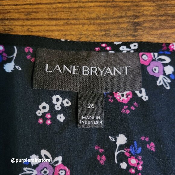 Lane Bryant Floral Tunic Top 26 Balloon Sleeve V Neck Ethereal Cottagecore - Picture 5 of 13